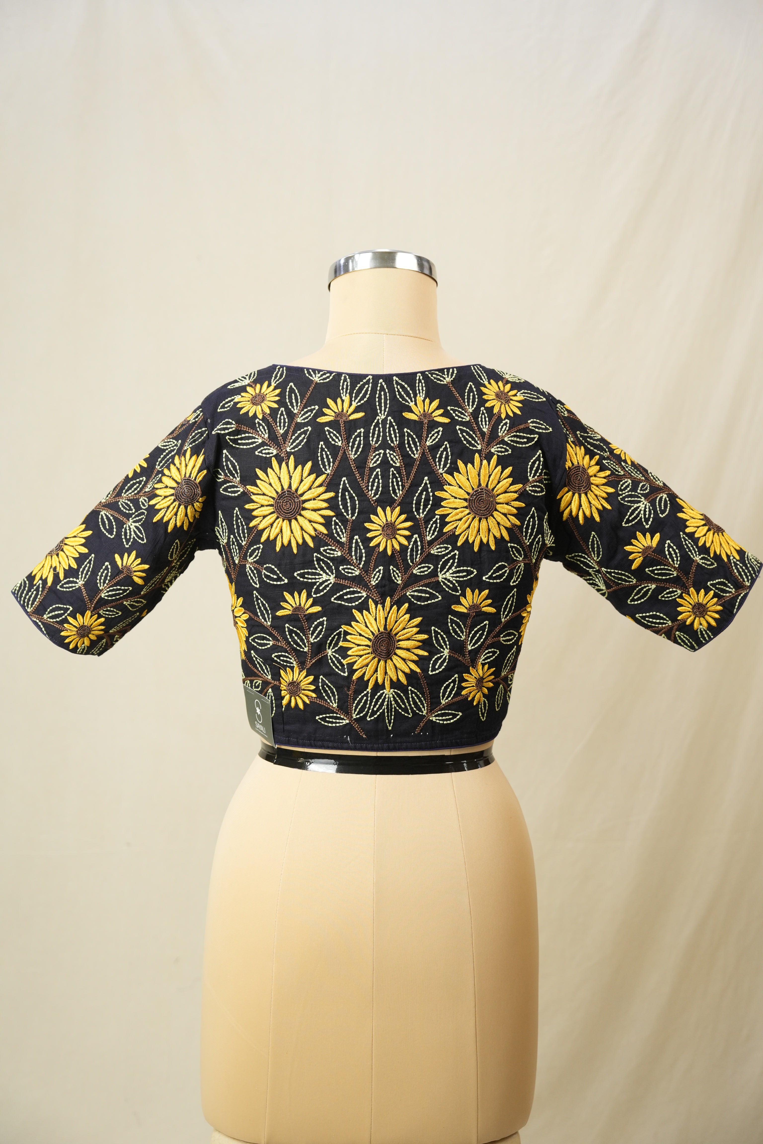 Navy Blue Cotton Blouse - SRNBCB33