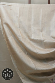 Cream Machine Embroidered Tussar Silk Saree - SRCMETSS1028