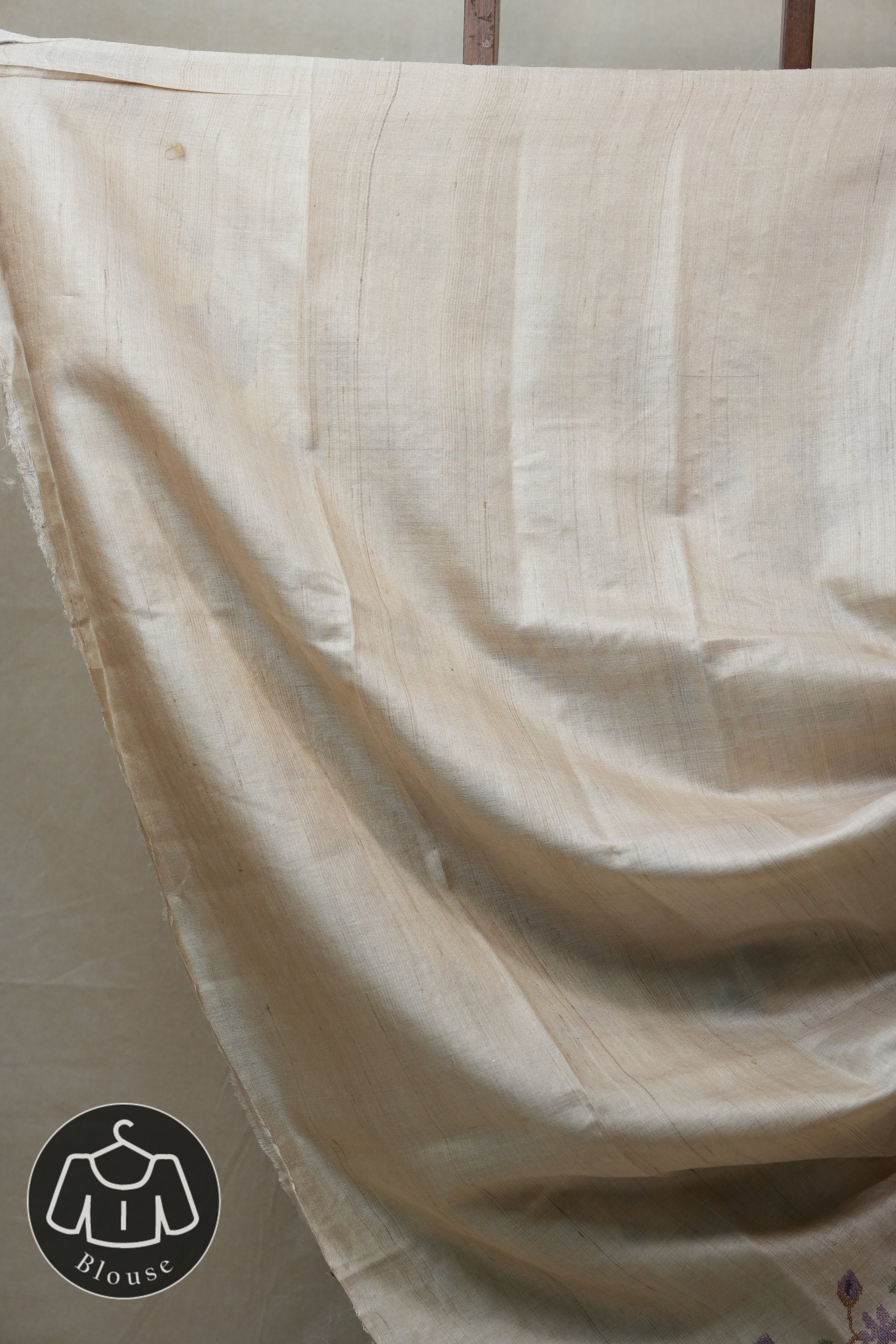 Cream Machine Embroidered Tussar Silk Saree - SRCMETSS1028