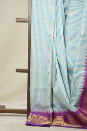 Sky Blue Gadwal Silk Saree - SRSBGSS600