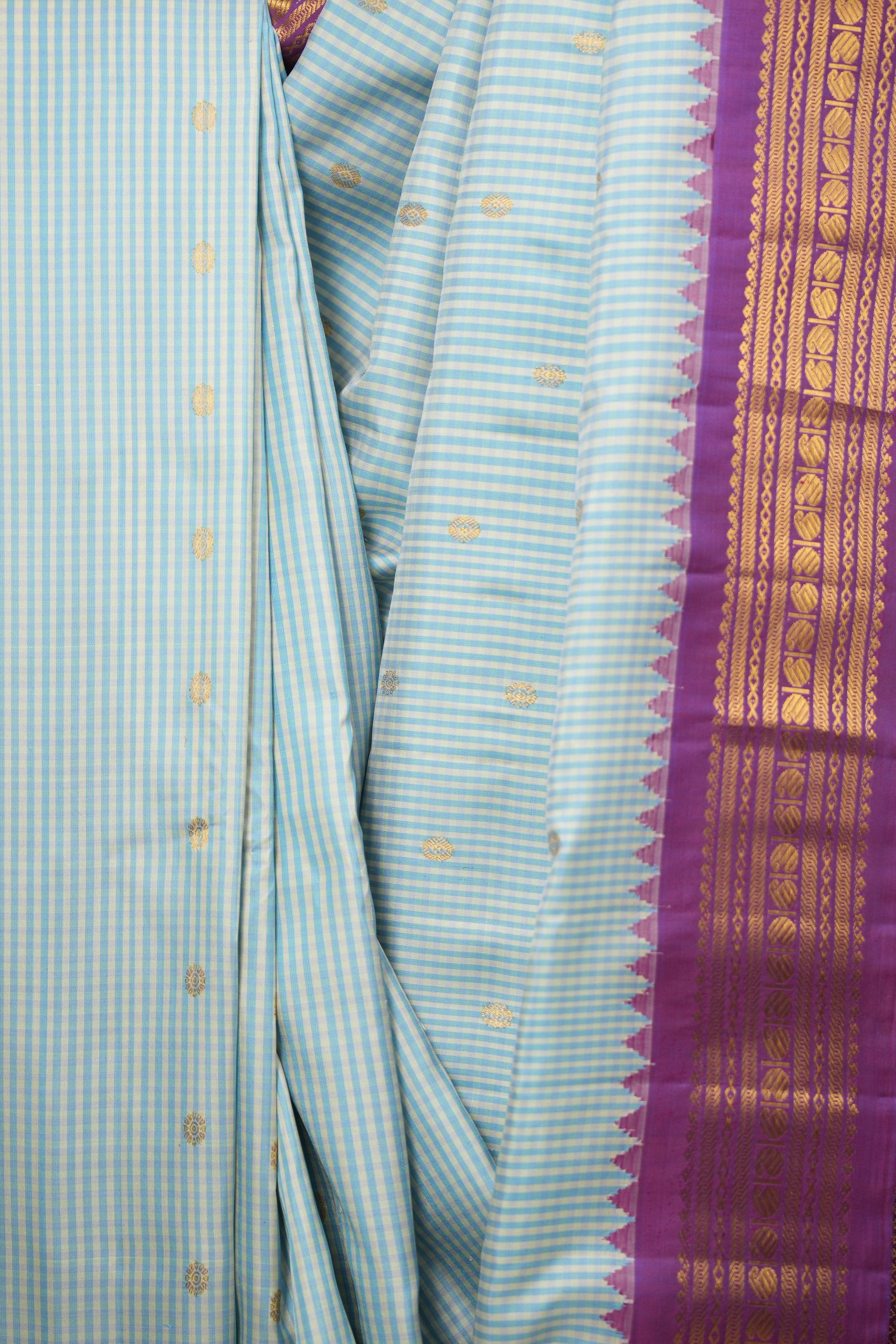 Sky Blue Gadwal Silk Saree - SRSBGSS600
