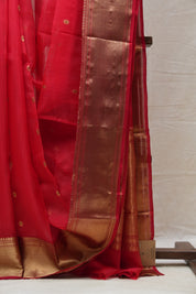 Red Chanderi Silk Saree - SRRCSS360