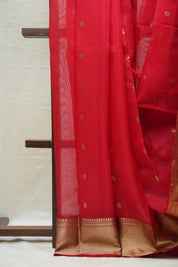 Red Chanderi Silk Saree - SRRCSS360