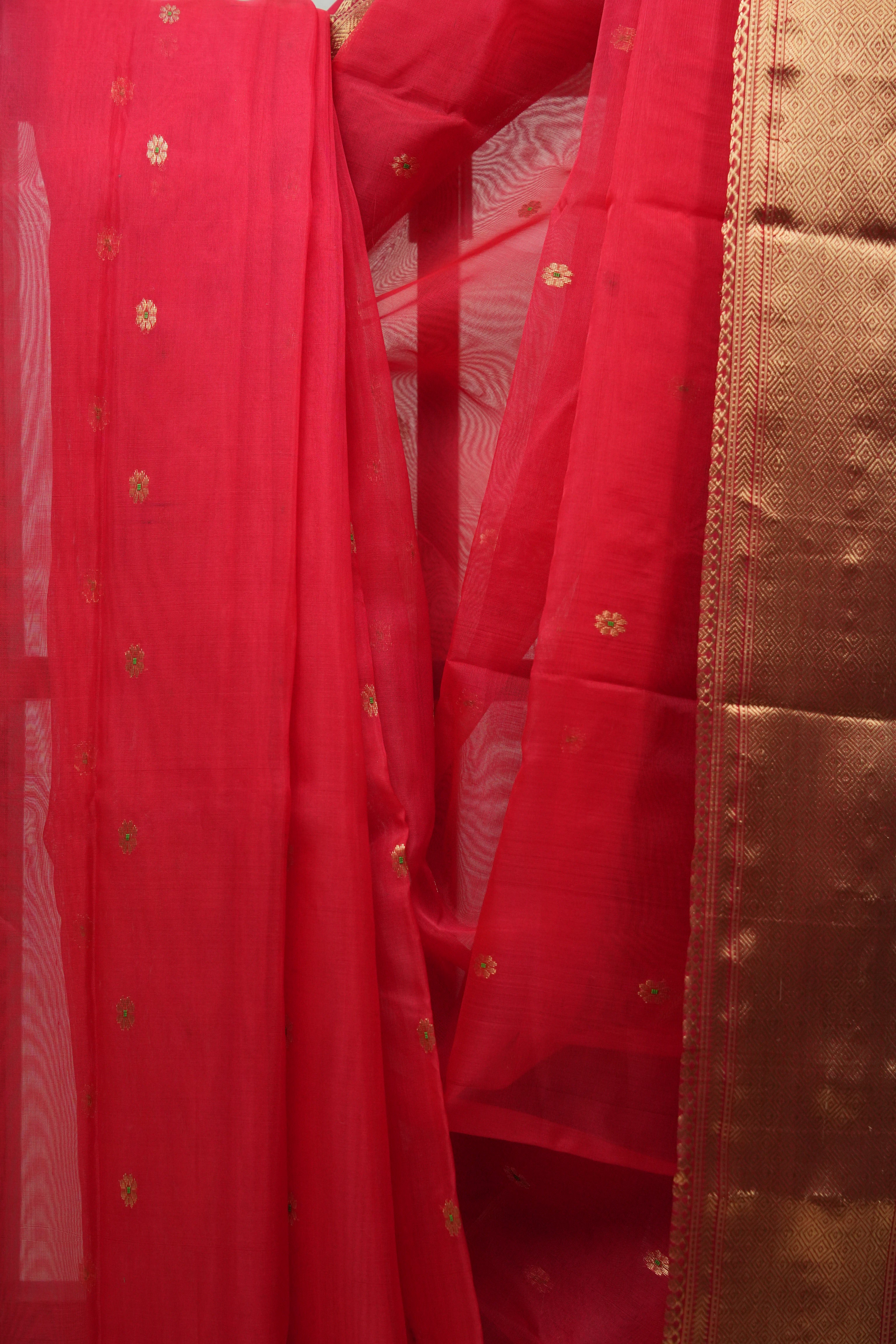 Red Chanderi Silk Saree - SRRCSS360