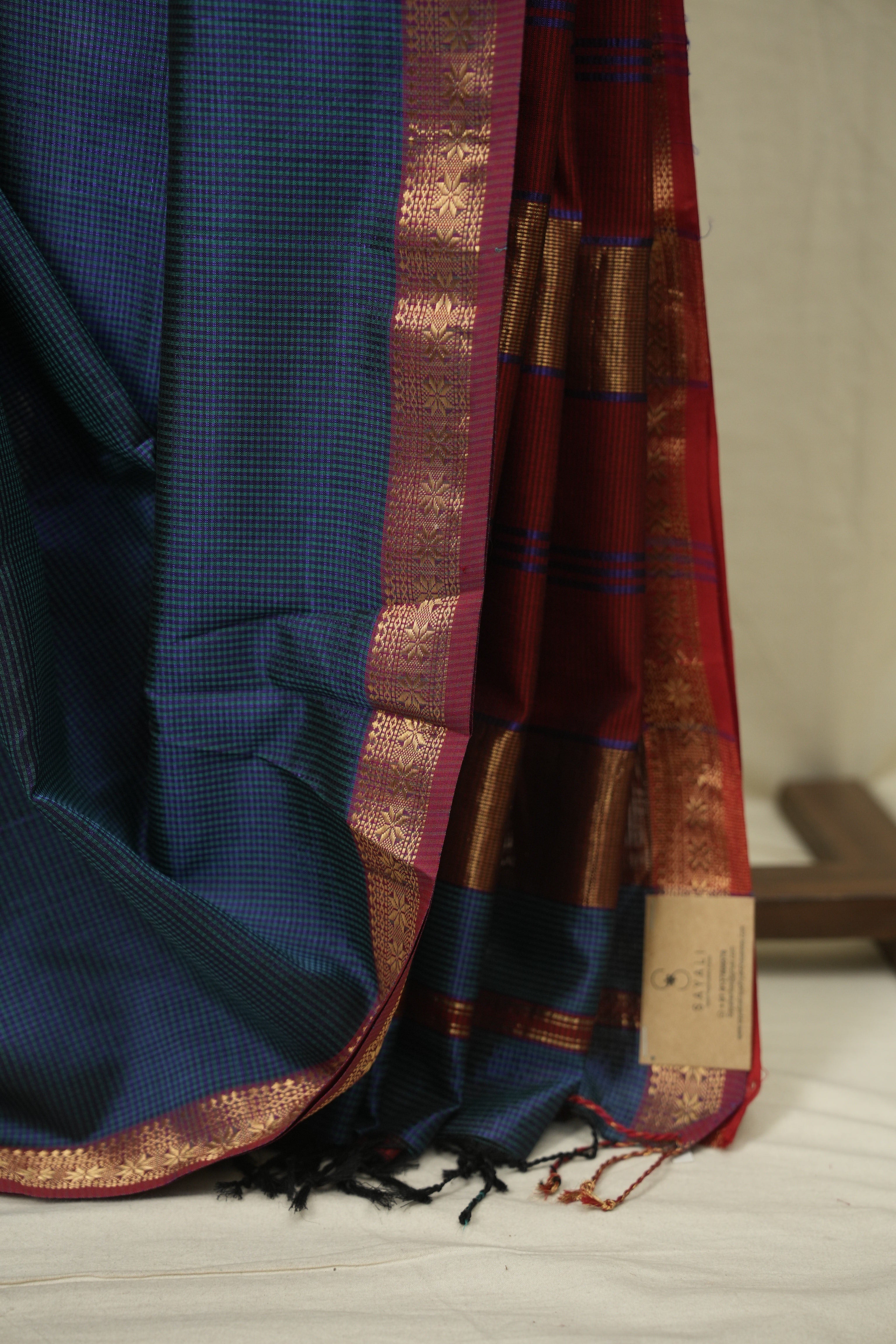 Green- Purple Maheshwari Saree - SRGPMS1344