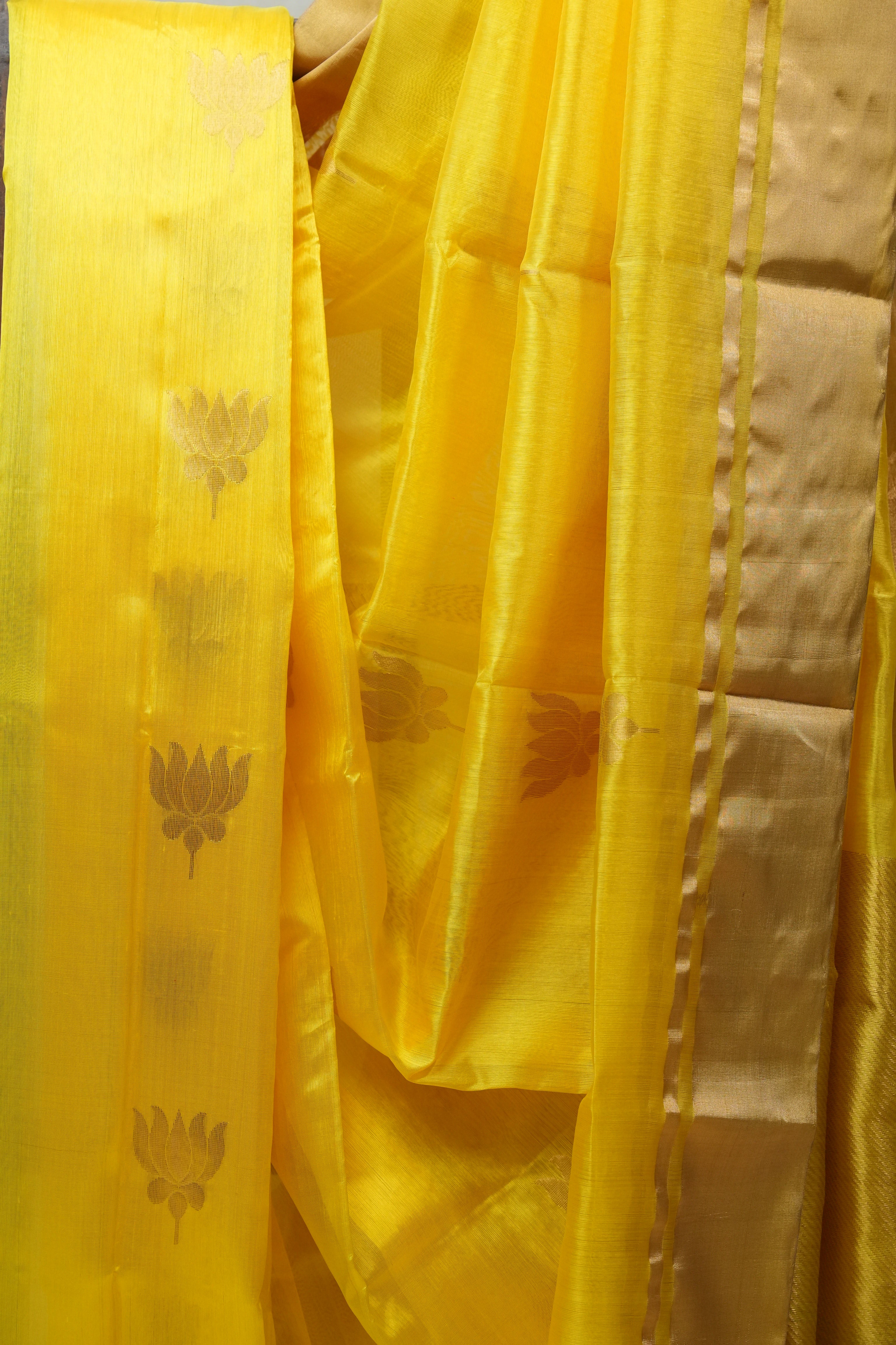 Yellow Chanderi Silk Saree - SRYCSS338