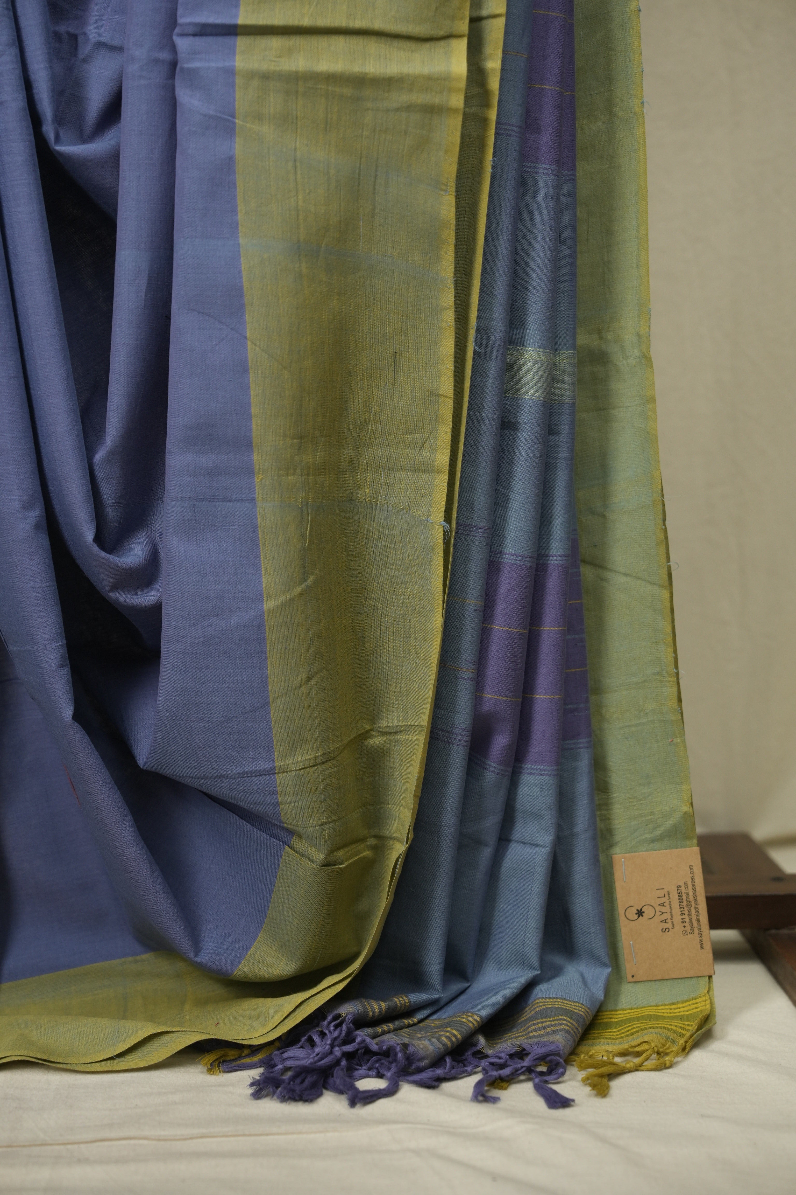 Steel Blue Cotton Ilkal Saree - SRBCIS1065