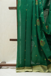 Green Chanderi Cotton Silk Saree - SRGCSS369