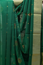 Green Chanderi Cotton Silk Saree - SRGCSS369