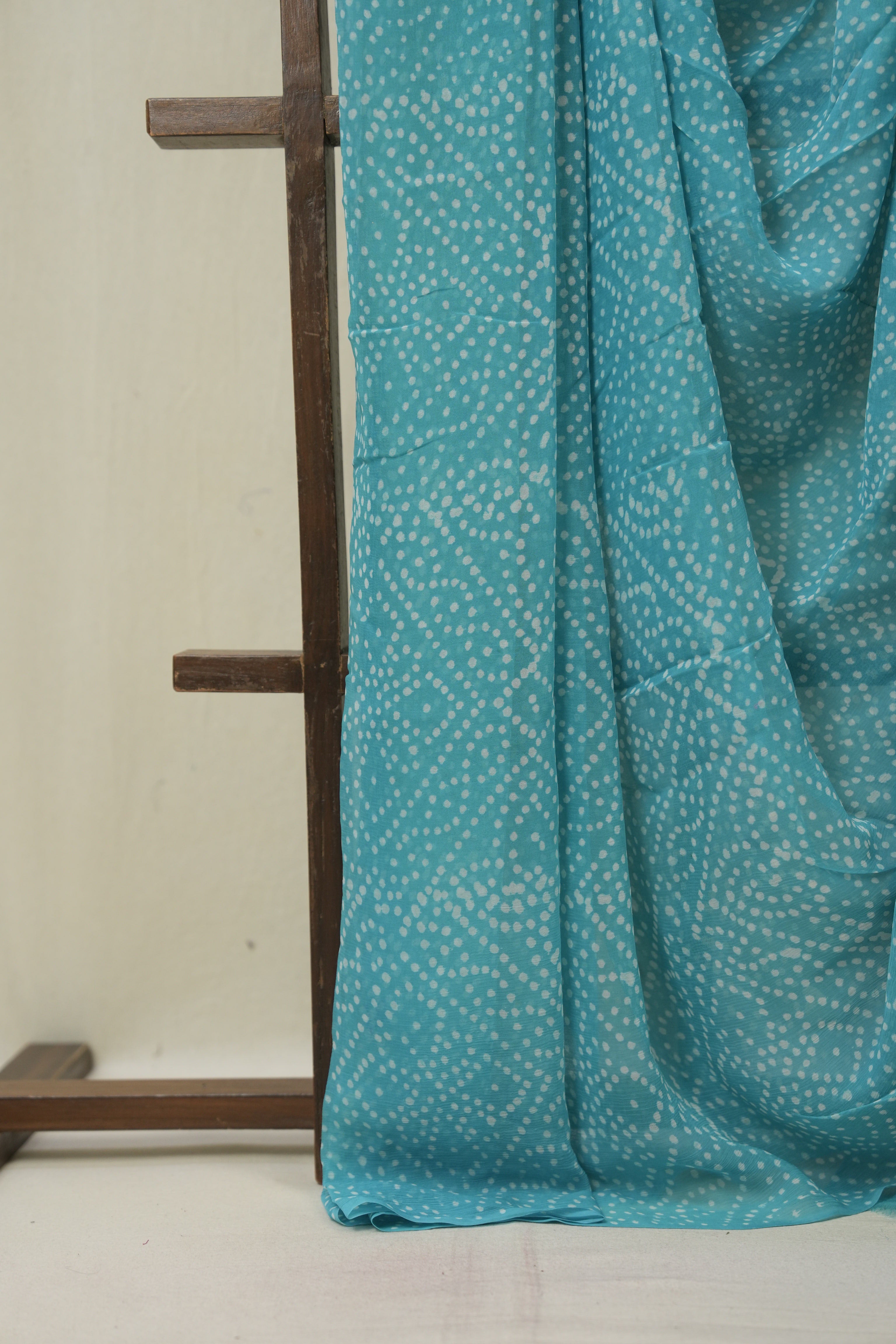 Sky Blue HBP Chiffon Saree - SRSBHCS47