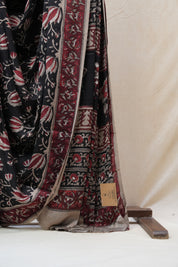 Black HBP Modal Silk Saree - SRBMSS153-PI