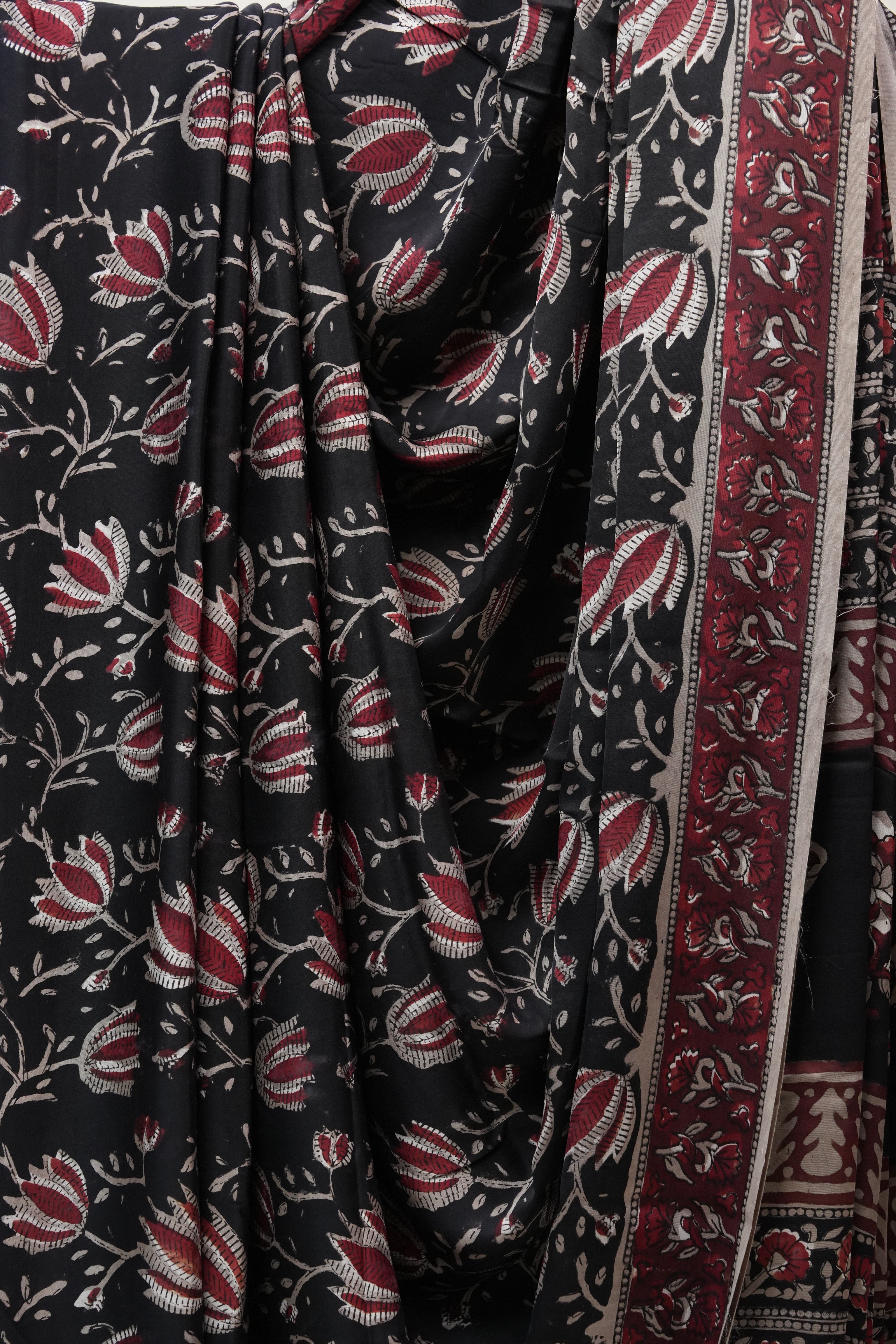 Black HBP Modal Silk Saree - SRBMSS153-PI