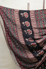 Black HBP Modal Silk Saree - SRBMSS153-PI