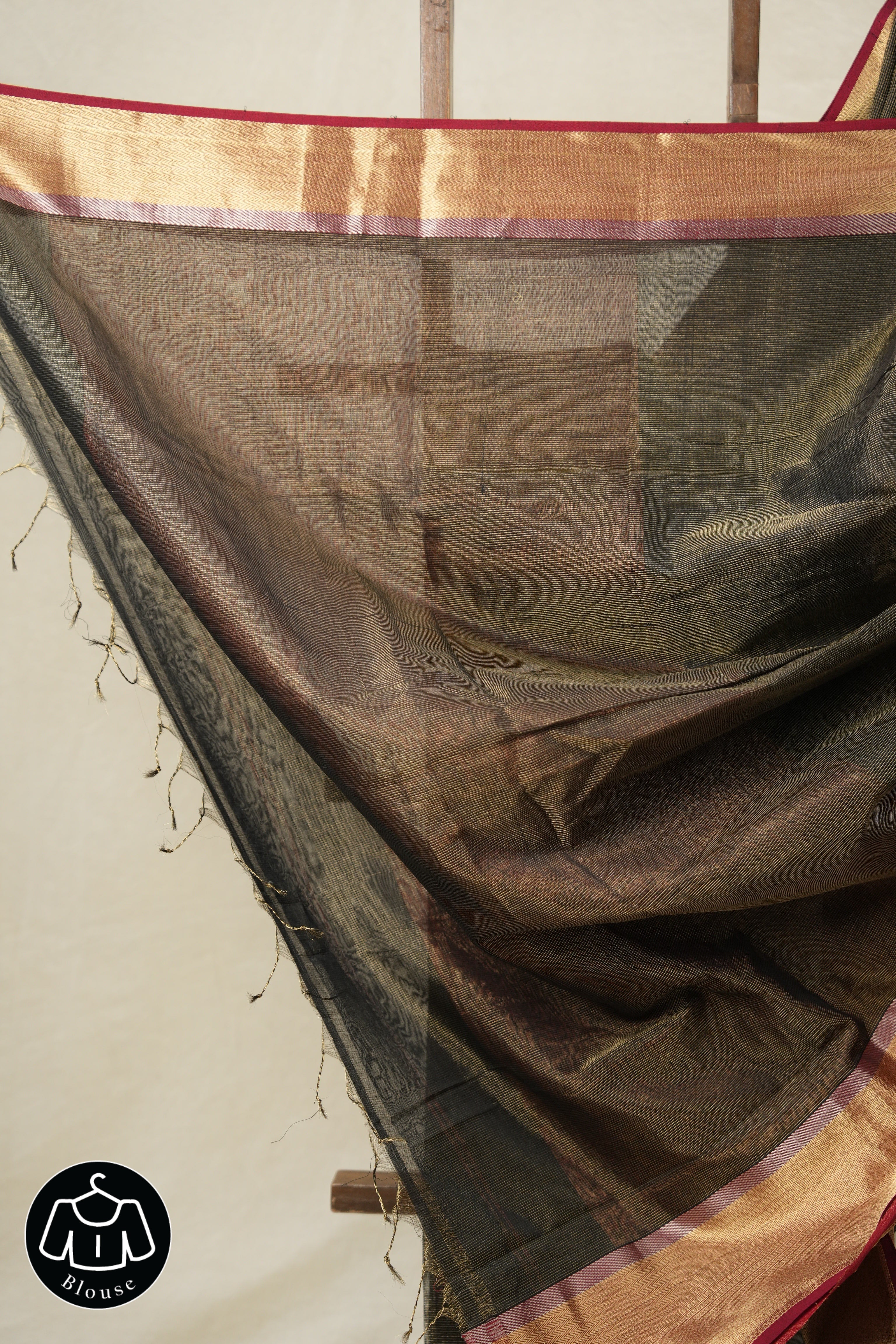 Black Maheshwari Tissue Saree - SRBMTS657