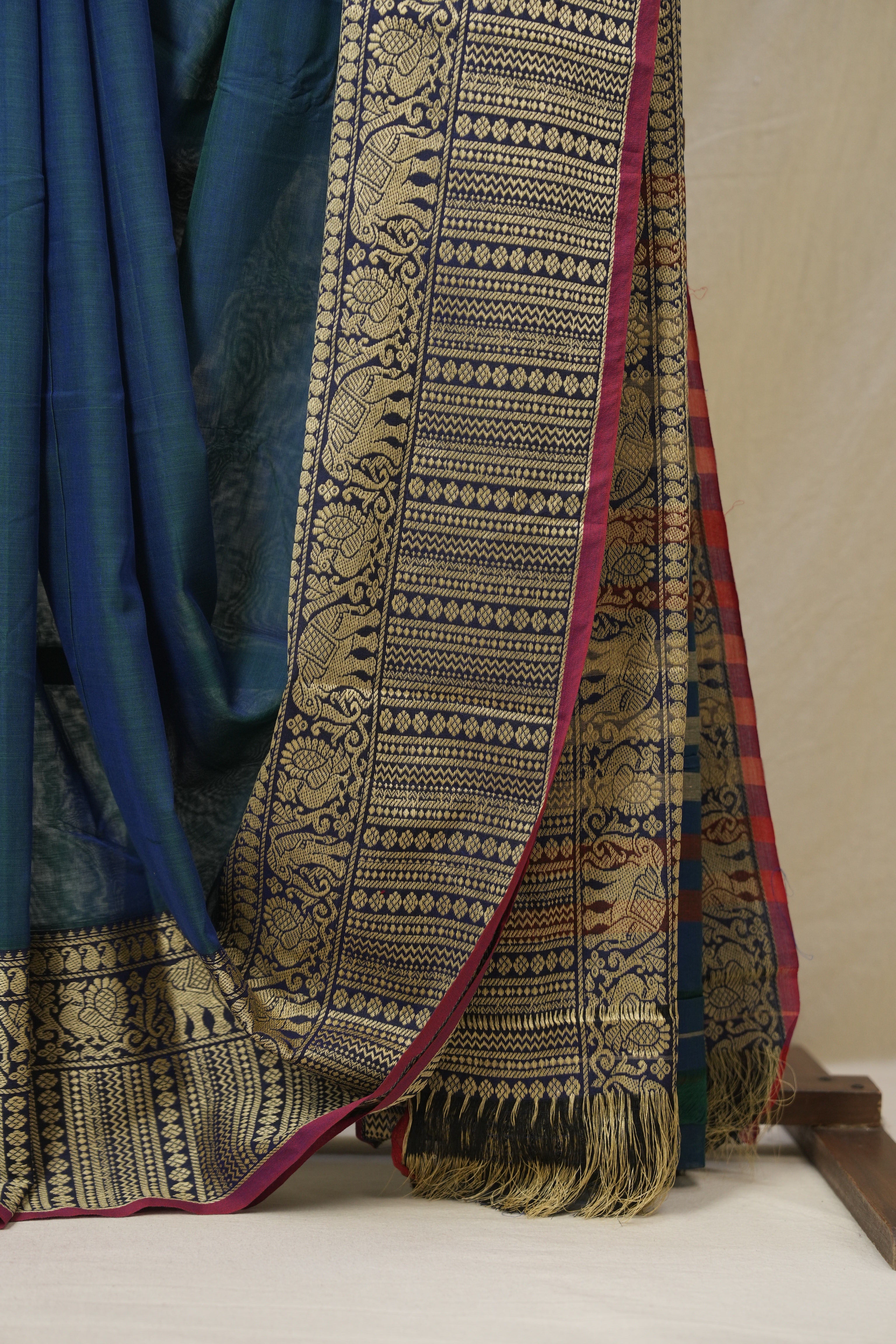 Peacock Blue Narayan Peth Cotton Saree - SRPBNPCS27