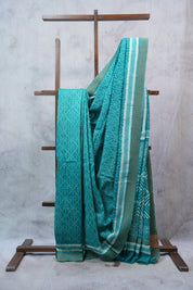 Turquoise HBP Cotton Silk Saree With Ghicha Border - SRTCSS1081