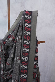 Dark Grey HBP Cotton Silk Saree With Ghicha Border - SRDGCSS1080