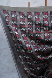 Dark Grey HBP Cotton Silk Saree With Ghicha Border - SRDGCSS1080