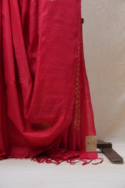 Red Raw Silk Saree - SRRRSS732-PI