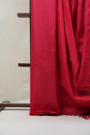 Red Raw Silk Saree - SRRRSS732-PI