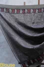 Dark Grey HBP Cotton Silk Saree With Ghicha Border - SRDGCSS1080