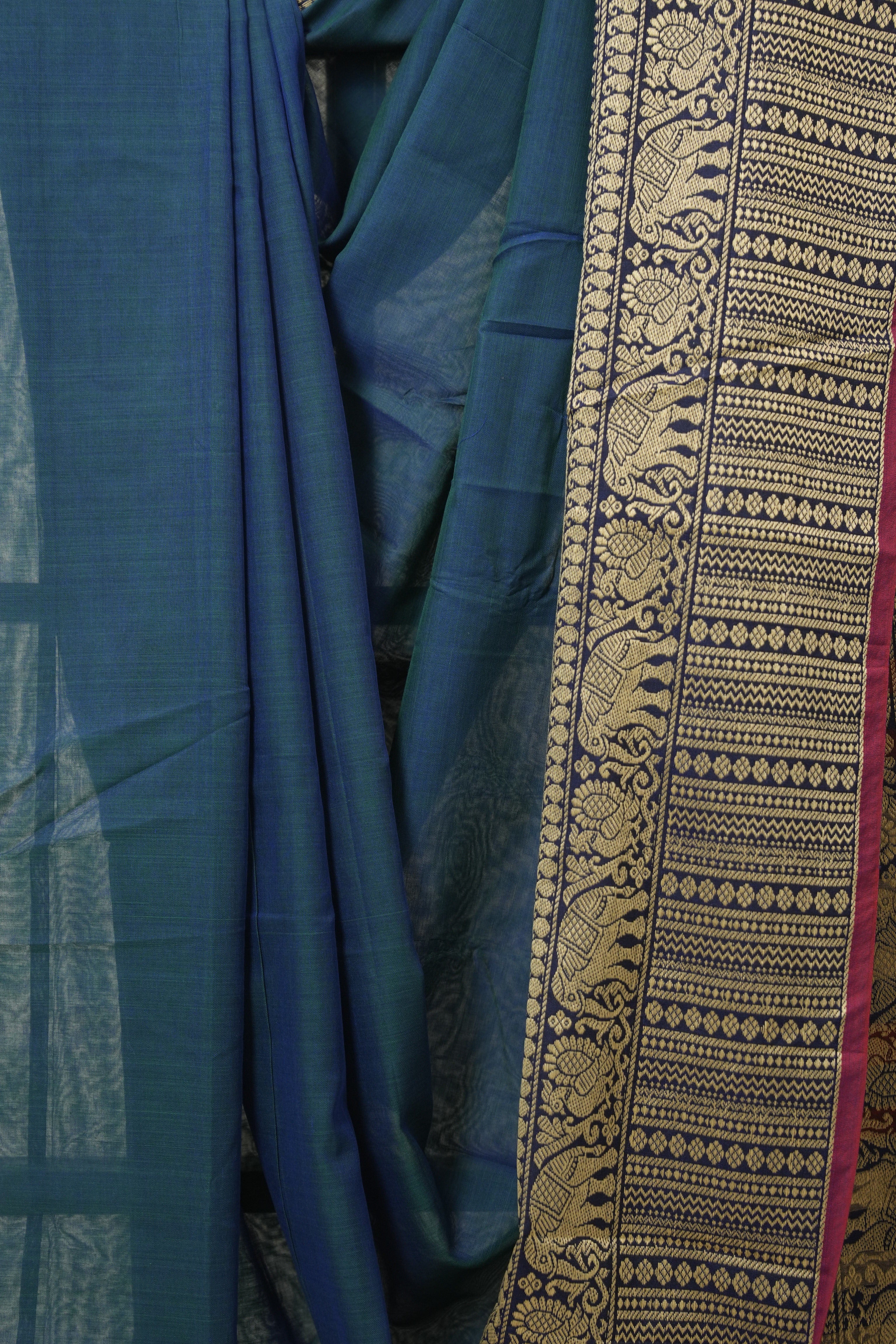 Peacock Blue Narayan Peth Cotton Saree - SRPBNPCS27