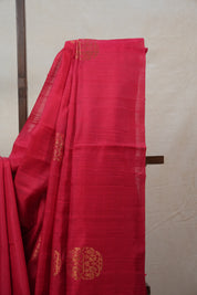 Red Raw Silk Saree - SRRRSS732-PI
