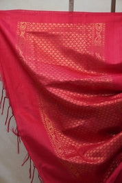 Red Raw Silk Saree - SRRRSS732-PI