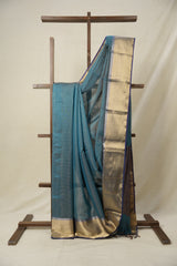 Blue Maheshwari Tissue Saree - SRBMTS655
