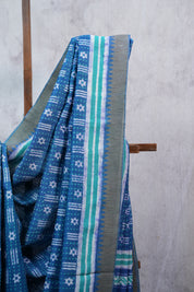 Blue HBP Cotton Silk Saree With Ghicha Border - SRBCSS1077