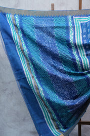 Blue HBP Cotton Silk Saree With Ghicha Border - SRBCSS1077