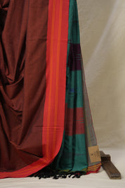 Maroon Cotton Ilkal Saree  - SRMCIS647