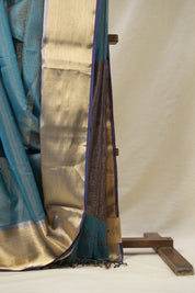 Blue Maheshwari Tissue Saree - SRBMTS655