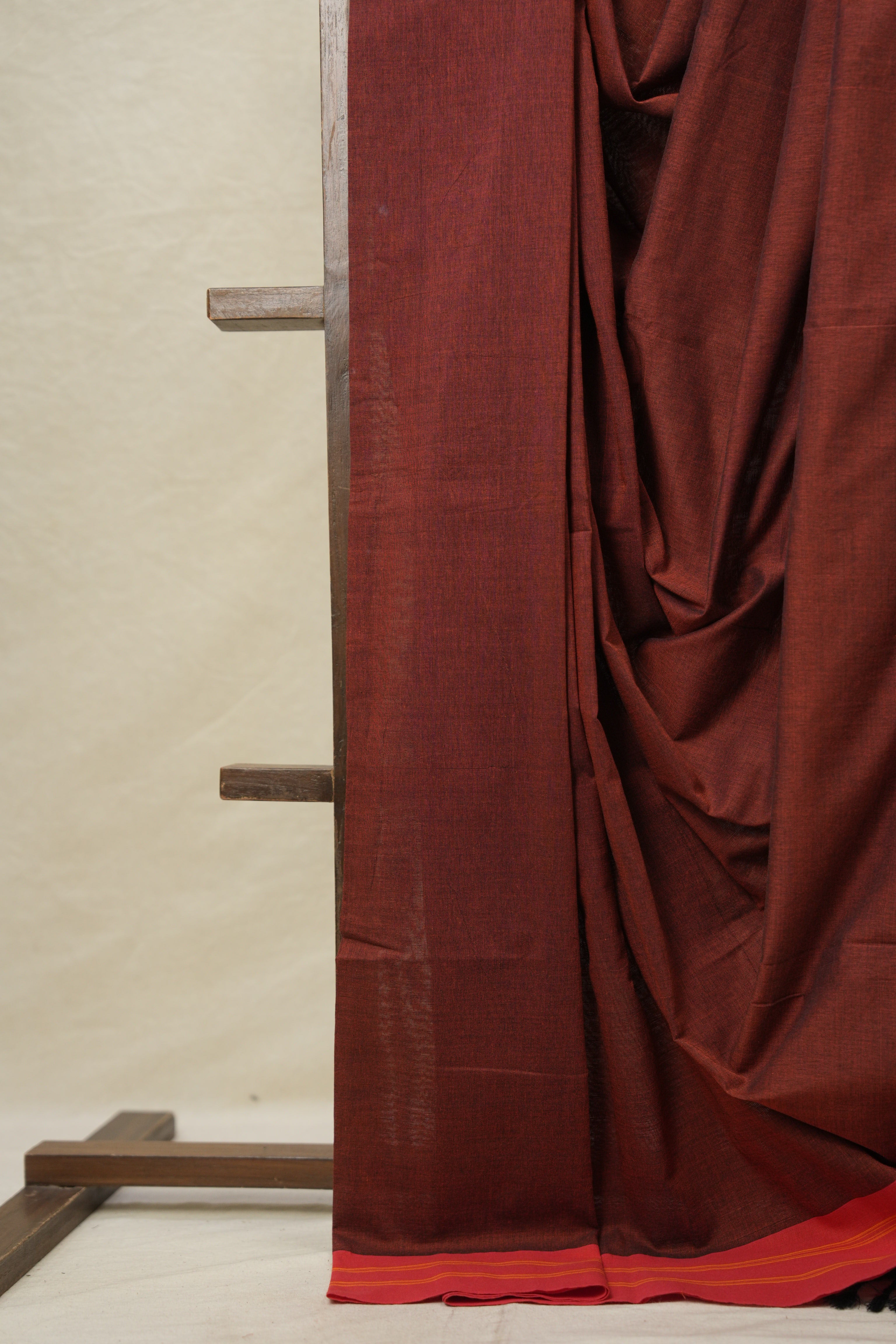 Maroon Cotton Ilkal Saree  - SRMCIS647