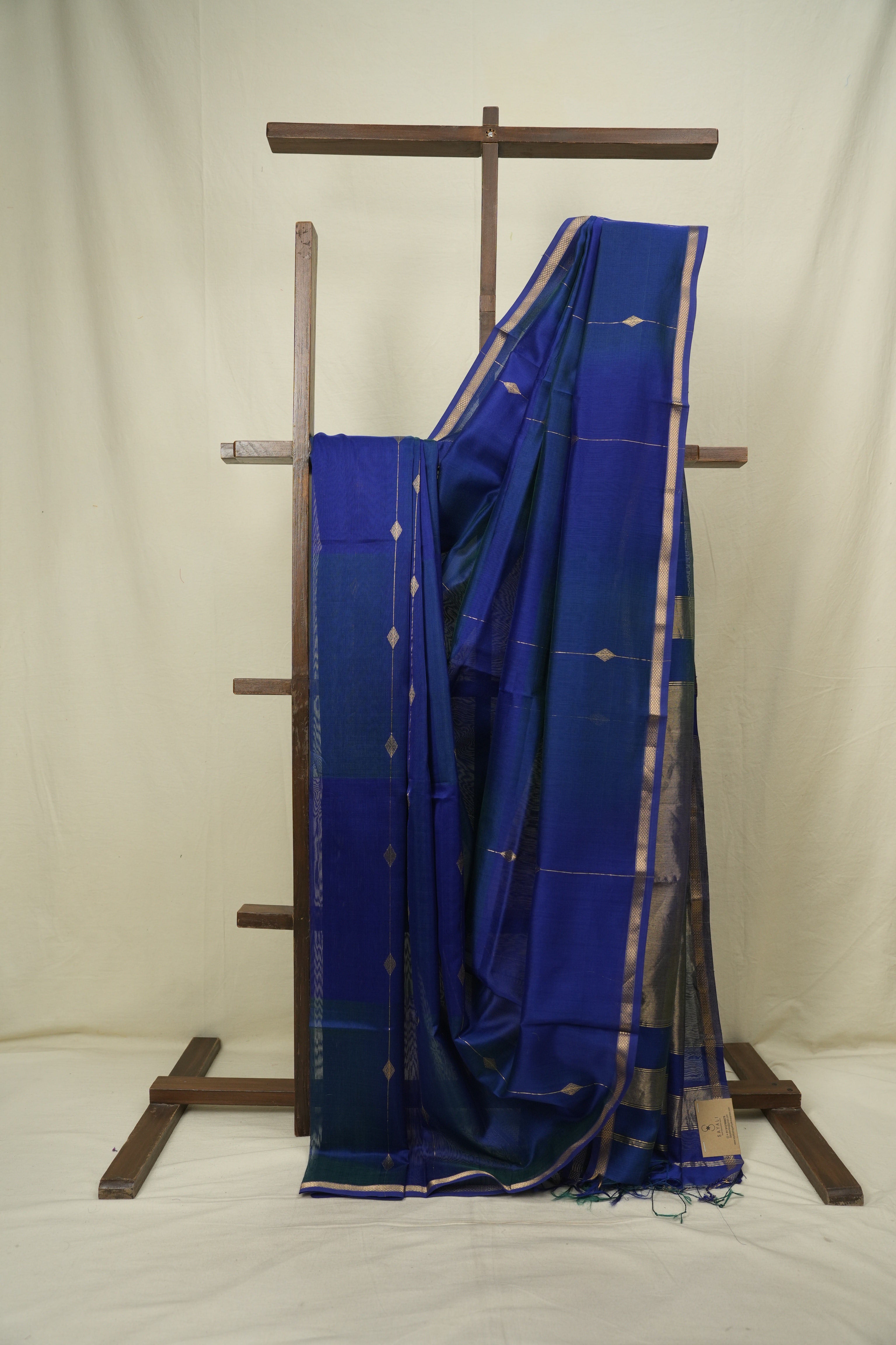 Dual Tone Blue Maheshwari Saree - SRDTBMS1306