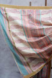 Teal Blue HBP Cotton Silk Saree With Ghicha Border - SRTBCSS1076