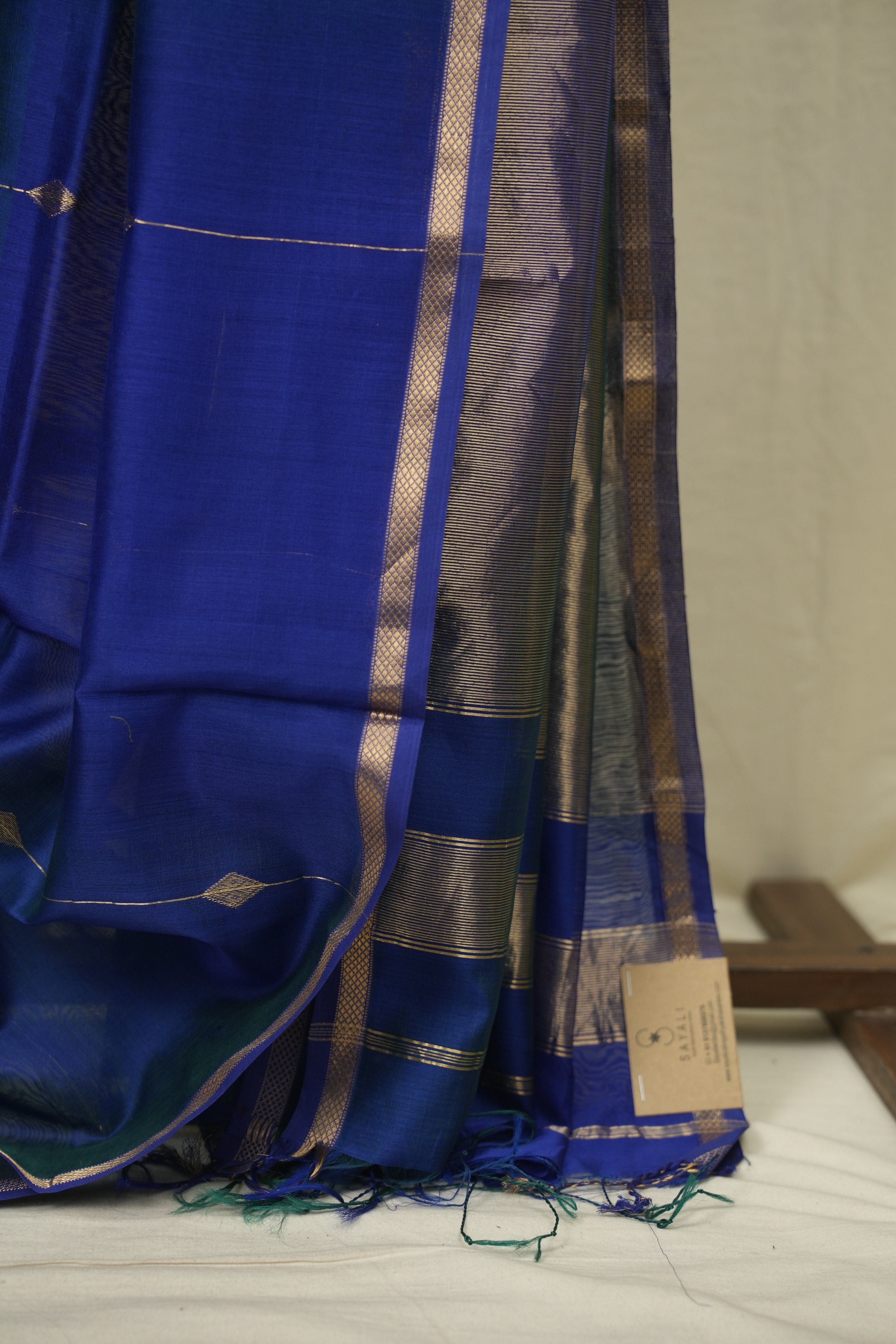 Dual Tone Blue Maheshwari Saree - SRDTBMS1306