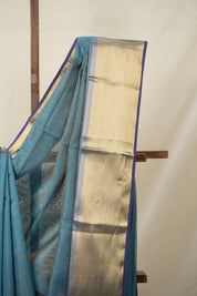 Blue Maheshwari Tissue Saree - SRBMTS655