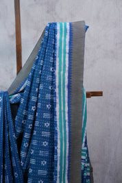 Dark Blue HBP Cotton Silk Saree With Ghicha Border - SRDBCSS1075