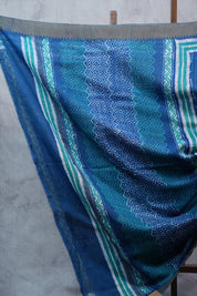 Dark Blue HBP Cotton Silk Saree With Ghicha Border - SRDBCSS1075