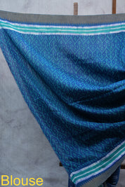 Dark Blue HBP Cotton Silk Saree With Ghicha Border - SRDBCSS1075