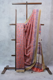 Peach HBP Cotton Silk Saree With Ghicha Border - SRPCSS1071