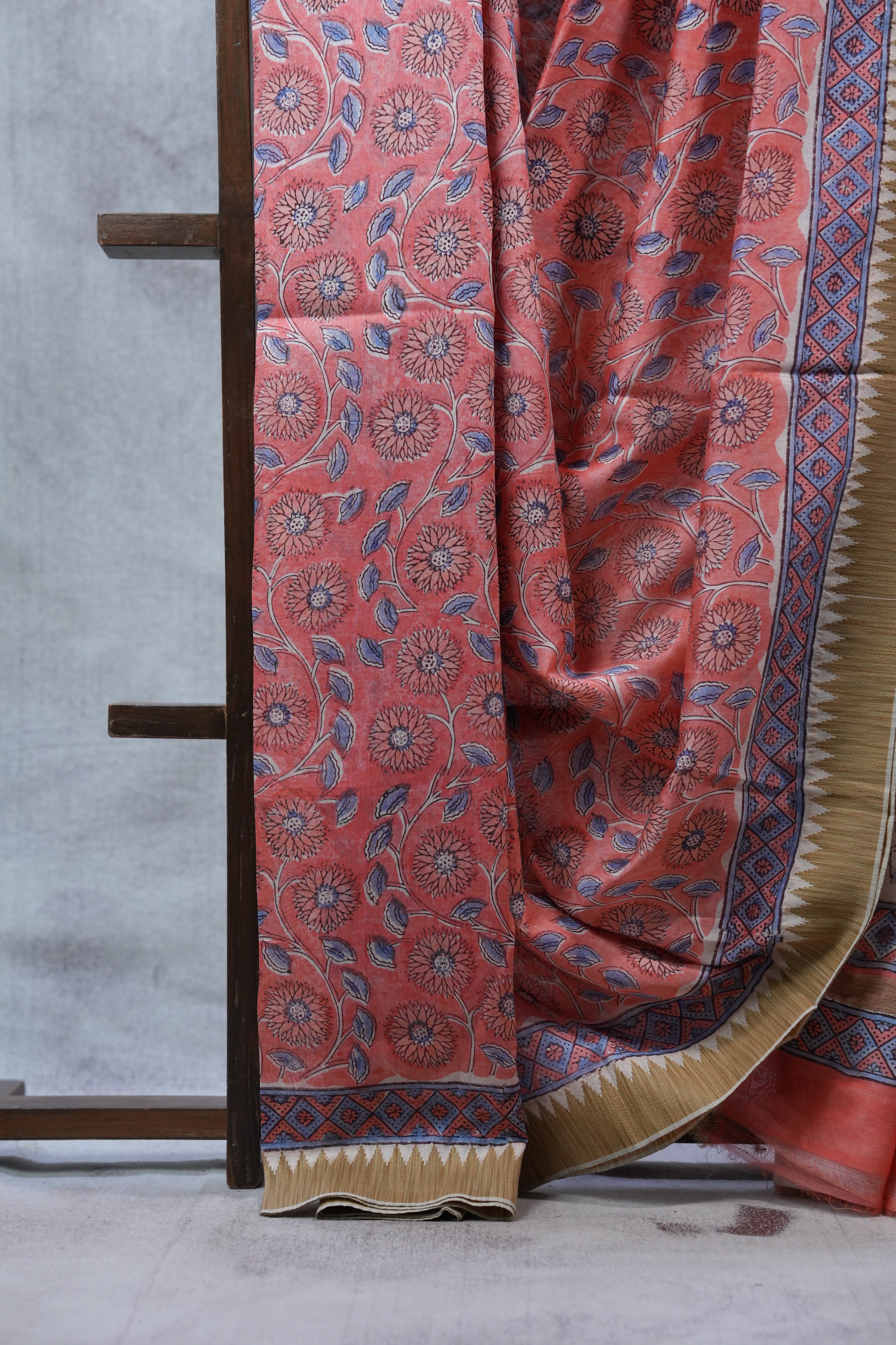 Peach HBP Cotton Silk Saree With Ghicha Border - SRPCSS1071