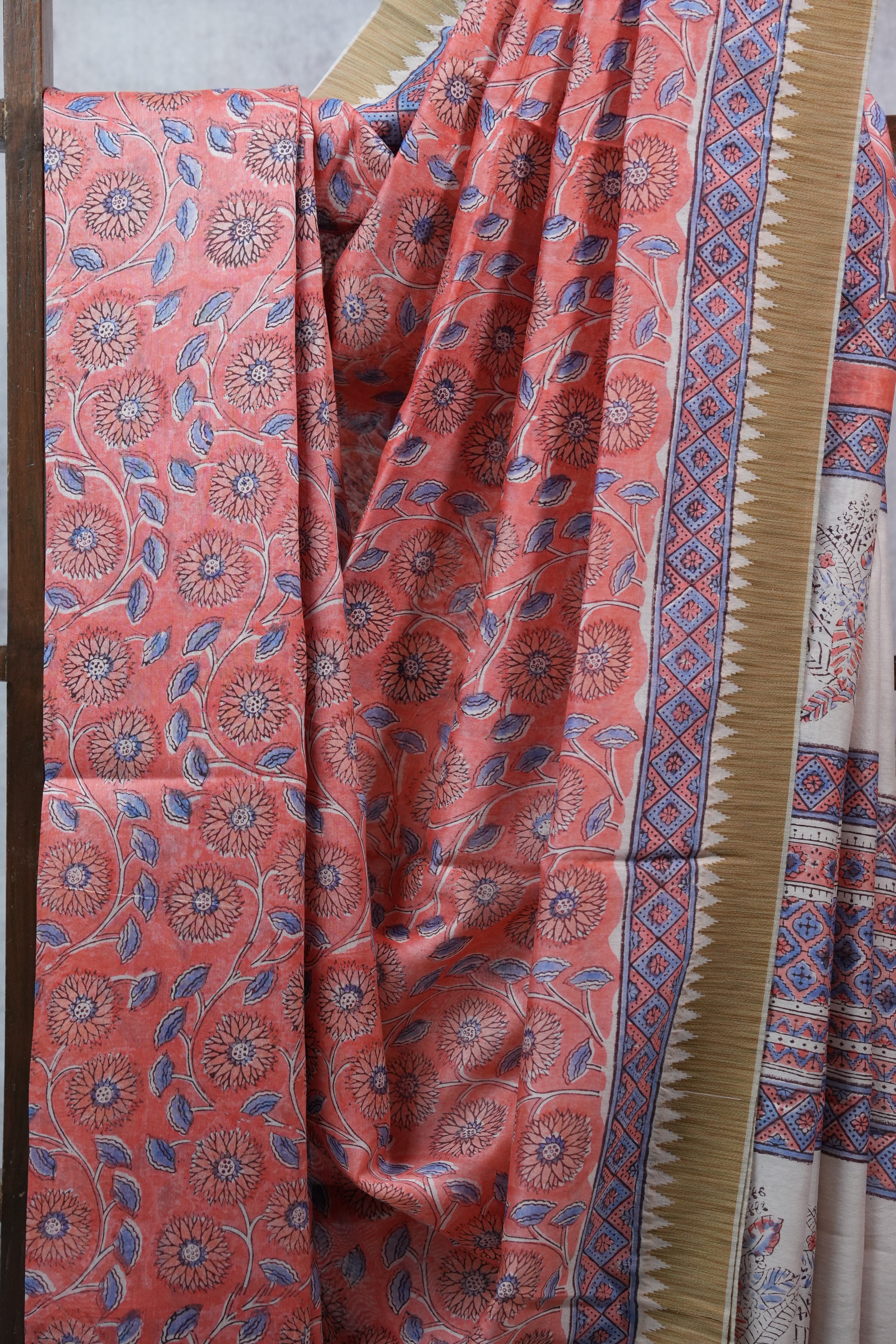 Peach HBP Cotton Silk Saree With Ghicha Border - SRPCSS1071