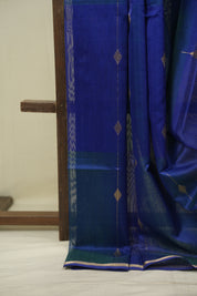 Dual Tone Blue Maheshwari Saree - SRDTBMS1306
