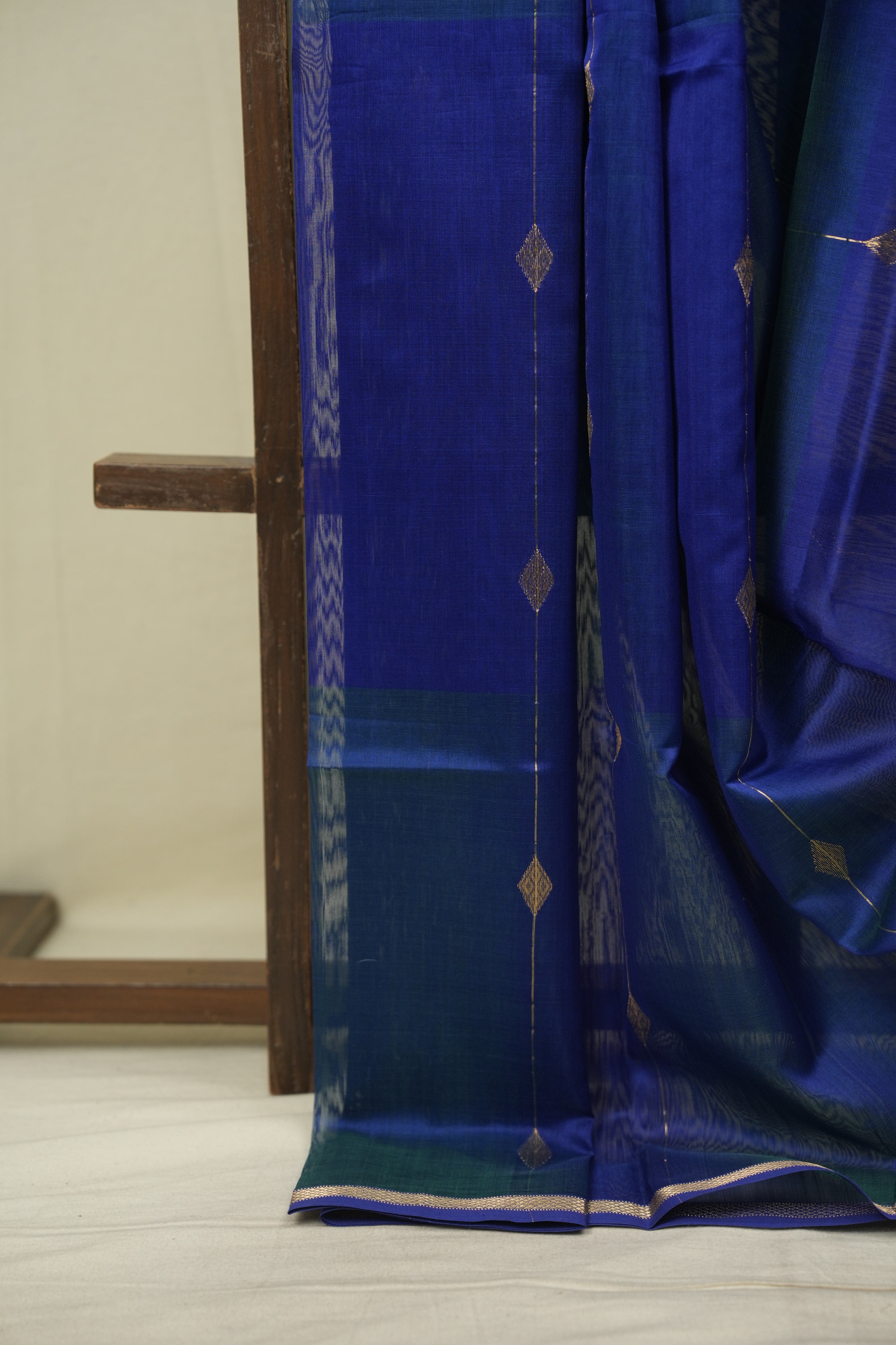 Dual Tone Blue Maheshwari Saree - SRDTBMS1306