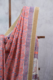Peach HBP Cotton Silk Saree With Ghicha Border - SRPCSS1071