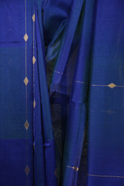 Dual Tone Blue Maheshwari Saree - SRDTBMS1306