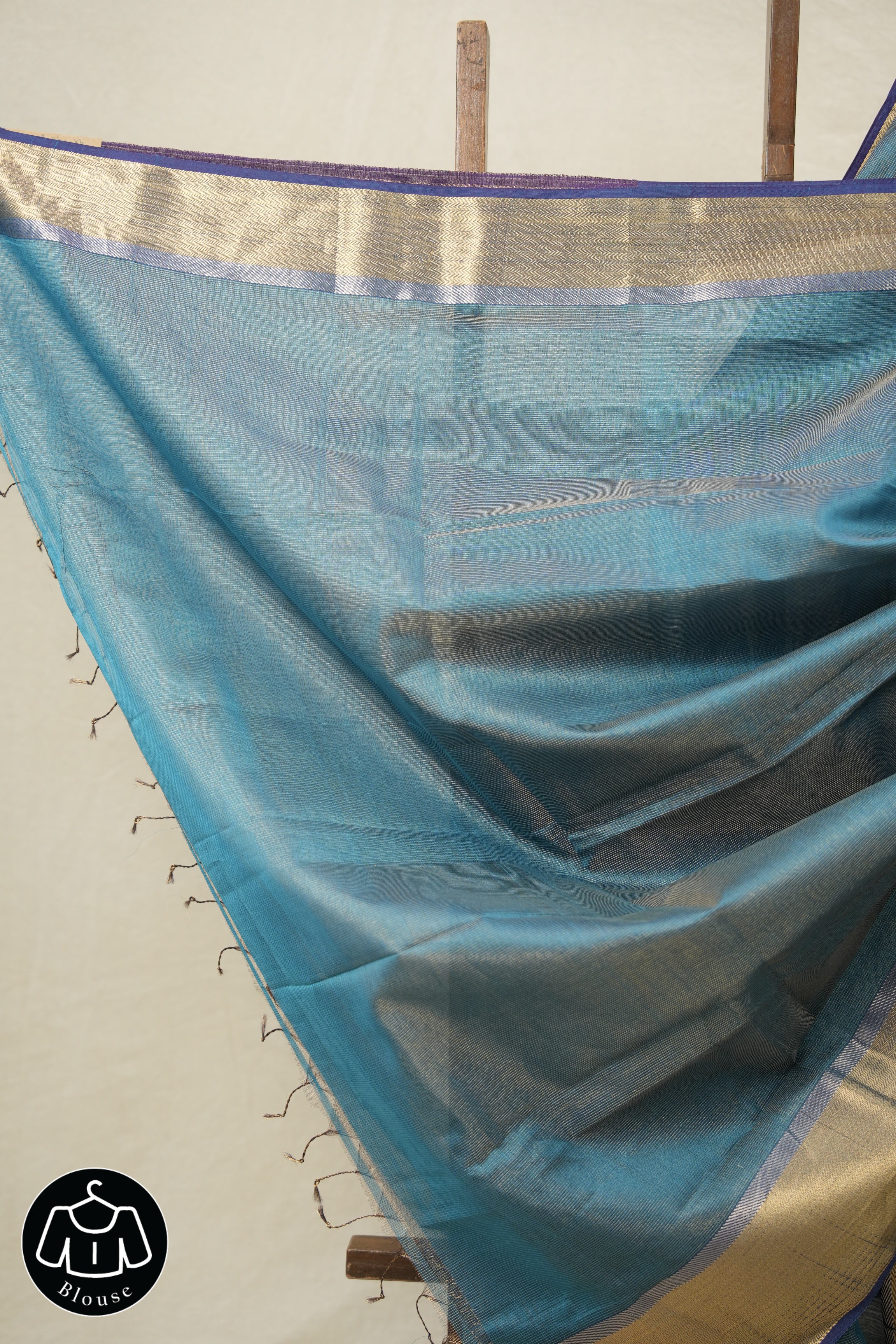 Blue Maheshwari Tissue Saree - SRBMTS655
