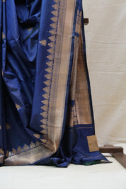 Navy Blue Banarasi Silk Saree - SRNBBSS687